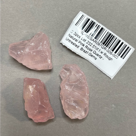232CT Rough Rose Quartz 3PCS - Picture 8 of 12